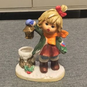 VINTAGE Girl w/ Lantern Candle Holder NAPCOWARE Japan NAPCO Figure Christmas